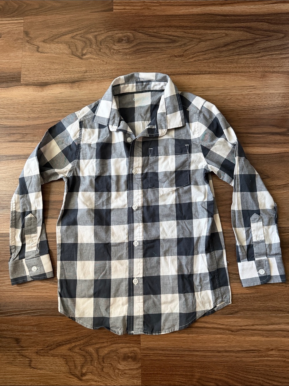 Cat & Jack Black and White Buffalo Plaid Shirt Size 6/7